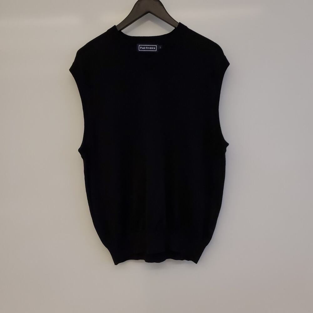 Paul Frederick Men's Brown Black Silk/Cotton/Cashmere Blend Sweater Vest Large